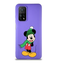 Xiaomi Mi 10T Pro Soft Premier Kapak Mickey Mouse-G Tasarımlı Silikon Kılıf - Mor (Şeffaf)