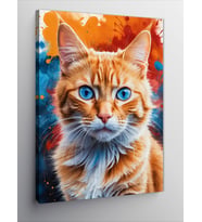 Kanvas Tablo Mavi Gözlü Turuncu Kedi