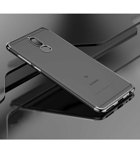 Huawei Mate 10 Lite Kılıf Dört Köşeli Lazer Silikon Kılıf (Siyah)