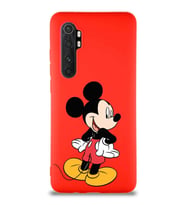 Xiaomi Mi Note 10 Lite Soft Premier Kapak Mickey Mouse-D Tasarımlı Silikon Kılıf - Kırmızı (Şeffaf)