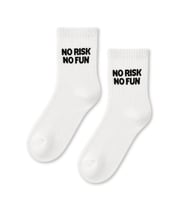 No Risk No Fun Yazılı Beyaz Yarım Konç Kısa Çorap