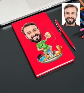 Kişiye Özel Balıkçı Tasarımlı Karikatür Defter Ve Kalem Seti 39