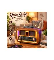 Radyo Ahşap Retro Orta Boy Bluetooth Bağlantılı USB/TF Şarjlı