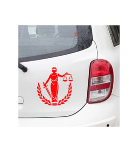 Adelet Simgesi Terazi Araba Oto Leptop Sticker 20cm Kırmızı Renk