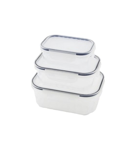 3pcs Sızdırmaz Saklama Kabı Seti Şeffaf Kap Buğulu Contalı Kapak 500 1000 1700ml