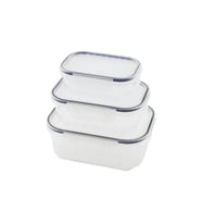 3pcs Sızdırmaz Saklama Kabı Seti Şeffaf Kap Buğulu Contalı Kapak 500 1000 1700ml