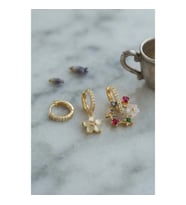Mey İthalat® 3 lü Set Gold Renk Çiçek Model Küpe