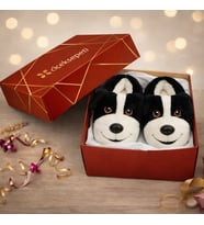 Hayvanlı Köpekli Kışlık Kadın Erkek Panduf Ev Içi Panduf Hediye Kutulu Konsept (Siyah)