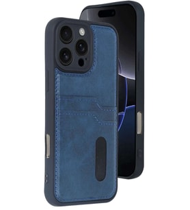 iPhone 16 Pro Max Kılıf Sara Kartvizitli Deri Kılıf - Lacivert