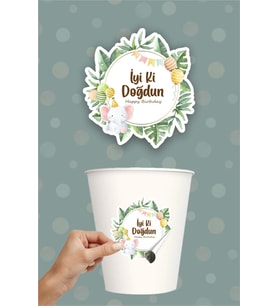 Safari Party Temalı Sticker (Etiket) ** Yapışkanlı Kağıt