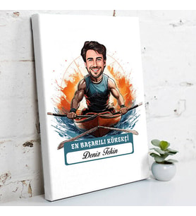 Kişiye Özel Hediye Karikatürlü En Başarılı Erkek Kürekçi Kanvas Tablo