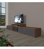 Decoraktiv Flex 4 Mdf Gold Tv Ünitesi Tv Sehpası - Ceviz Antrasit (Antrasit - Ceviz)