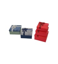 3PCS KARE ÇİZGİLİ MİX RENKLİ KARTON HEDİYE KUTUSU KURDELALI 19-17-15CM (5343)