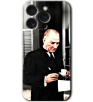 İphone 15 Pro Kılıf HD Desen Baskılı Kılıf - Atatürk Türk Kahvesi