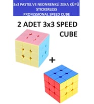 2 Adet 3x3  Zeka Sabır Küpü Neon Ve Pastel Renkli Profesyonel Speed Cube