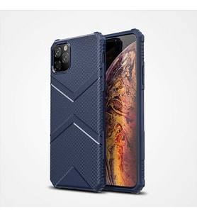 iPhone 11 Pro Kılıf Köşeleri Airbagli Parmak İzi Yapmayan Hank Silikon Kılıf (Lacivert)