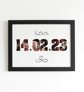 14.02.2023  AŞK Tasarım 14 Şubat Sevgililer Günü Hediye 13x18 cm Siyah Çerçeve Tablo