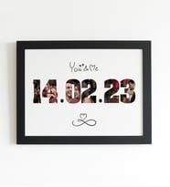 14.02.2023  AŞK Tasarım 14 Şubat Sevgililer Günü Hediye 13x18 cm Siyah Çerçeve Tablo
