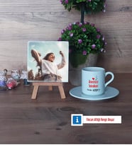 Anestezi Teknikeri Fotoğraflı Dekoratif Taş, Ahşap Altlıklı Türk Kahvesi Fincanı HediyeTıp Bayramı Hediyesi (Model 2)
