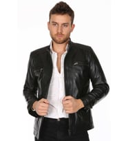 Hakiki Deri Siyah Casual Dört Cepli Erkek Deri Ceket
