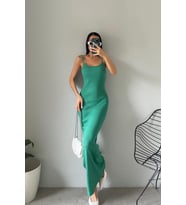 Nare Yeşil Askılı Maksi Elbise (Yeşil)