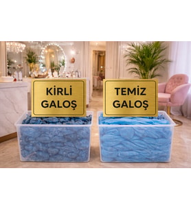 Lütfen Galoş Giyiniz Gold Uyarı Levhası – Temiz Kirli Galoş 10x10cm