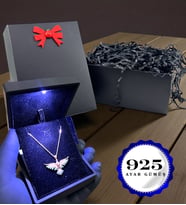 Gerçek Zirkon Taşlı 925 Ayar Gümüş Zümrüdü Anka Kuşu Kolyesi - Işıklı Kutusunda 925 Ayar Gümüş