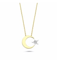 Altın Ayyıldız 1.20 cm Kolye (Çok Renkli)