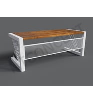 Ntconcept Doğal Ağaç Açık Ceviz Renk Beyaz Metal Perdeli Ofis ve Çalışma Masası(85cm-140cm)