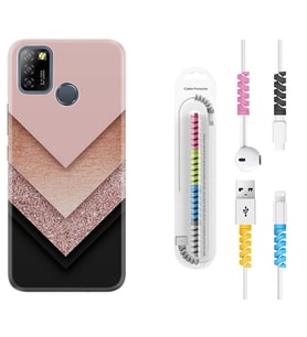 INFINIX Smart 4 5 6 Zero 8 S5 Pro Kılıf Kablo Koruma Spiral Silikon Great Marble 1405