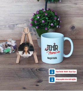 Şehir Plancısı Kupa Bardak Beyaz ve Fotoğraflı Ahşap Anahtarlık Hediye (Model 1)