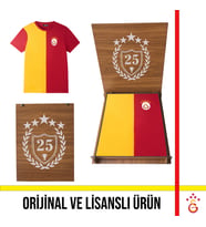 Galatasaray Lisanslı 5 Yıldızlı Yetişkin Tişört Şampiyonluk Özel Ahşap Kutulu (Kırmızı)