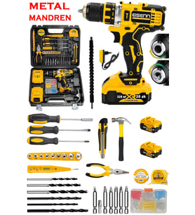 Alman 328 Vf 20 Ah Metal Mandren Lion 2 Akülü Turbo Vidalama Matkap 100 Parça Mega Set