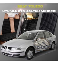 Seat Toledo Siyah Renk Tay Tüyü Cepli & Terletmez Sırtlı Oto Koltuk Minder Seti - Koltuk Koruma Kılıfı (ÖN & ARKA TAM SET)
