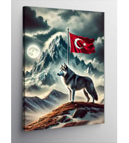 Kanvas Tablo Kurt Ve Türk Bayrağı