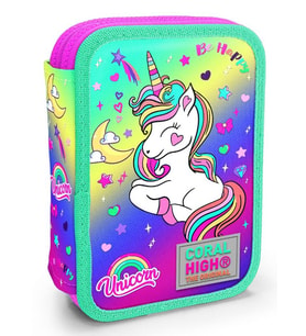 Coral High Organizer İki Katlı Kalem Çantası - Yeşil Mor Unicorn, Kız Çocuk, Yeşil Mor Unicorn (Çok Renkli)