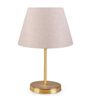 ArtGift Gold Gövdeli Abajur Krem Bej  Dokuma Başlık 
