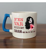 Nen Var Kuzum? Baskılı Mavi Kulplu D Kupa