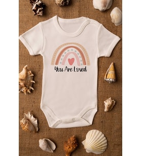 Rainbow You Are Loved Organik Baskılı Ekru