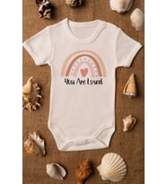 Rainbow You Are Loved Organik Baskılı Ekru