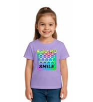 Unisex Smile Baskılı Çocuk Tişört pamuklu penye kumaş (Lila)