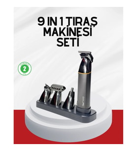 Mey İthalat® Şarjlı 9’u 1 Arada Çok Amaçlı Erkek Bakım Seti Yıkanabilir Başlıklar