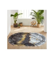 Eliana Home Baskılı, Yıkanabilir Kaymaz Taban Oval Halı LNA7078 100x150 cm (Siyah)
