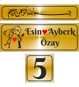 Metal Kapı İsimliği Gold Besmele 0015