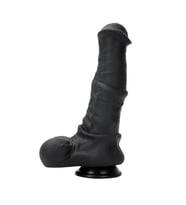 OdinsShop 24 cm Et Dokulu Gerçekçi Çift Katmanlı Sünnetsiz Silikon Siyahi Penis