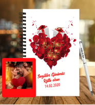 Sevgililer Gününe Özel Ahşap Defter Kalem &  Instagram Çerçeve Hediye Seti 31