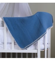 Hafy Baby %100 Organik Pamuklu Çoban Dikiş Detaylı 4 Katlı Müslin Battaniye (Mavi)