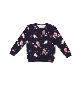 Serçe Desenli Dijital Baskılı Organik Bebek Sweatshirt