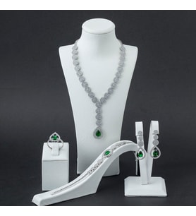 925 Ayar Gümüş Yeşil Zirkon Taşlı Set