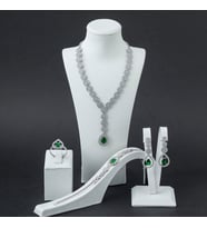 925 Ayar Gümüş Yeşil Zirkon Taşlı Set